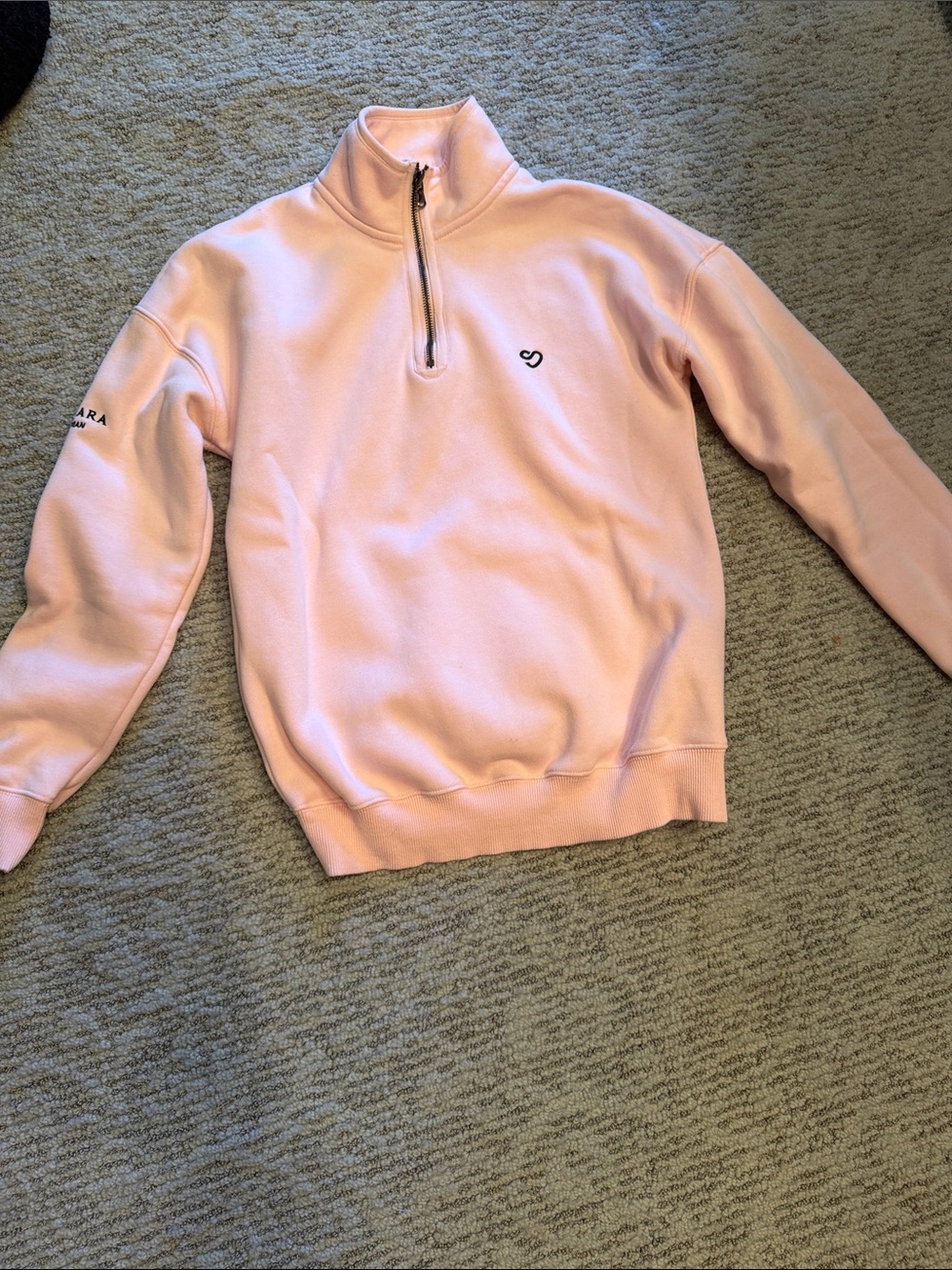 Women's V-Neck Quarter-Zip Sweater - Pale Pink